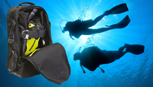 Choosing The Right Dive Bag image with Dive Bag and Scuba Diver