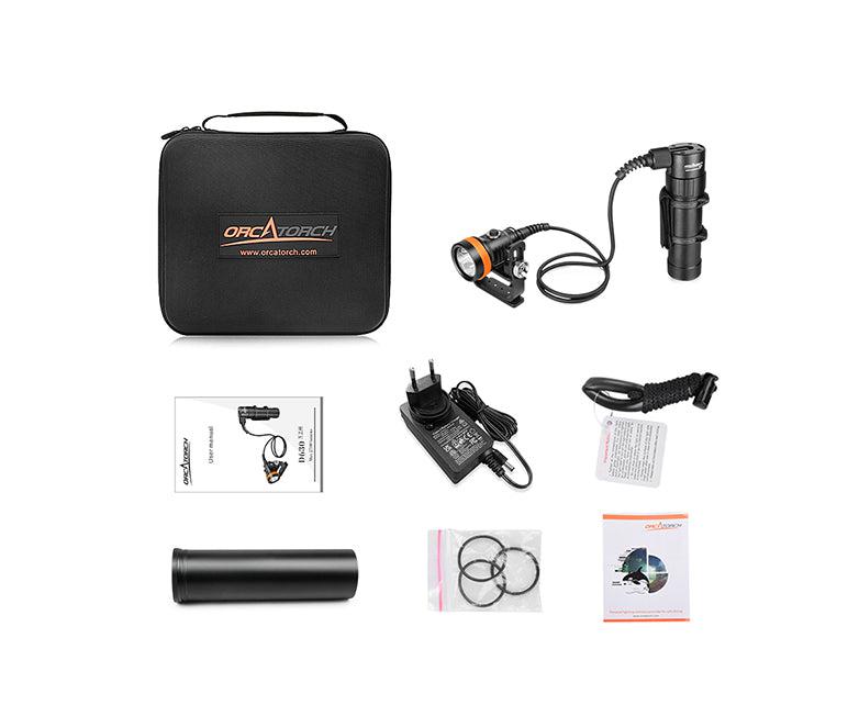 OrcaTorch D630 V2.0 Dive Torch with Carry Case Christmas Gift Set