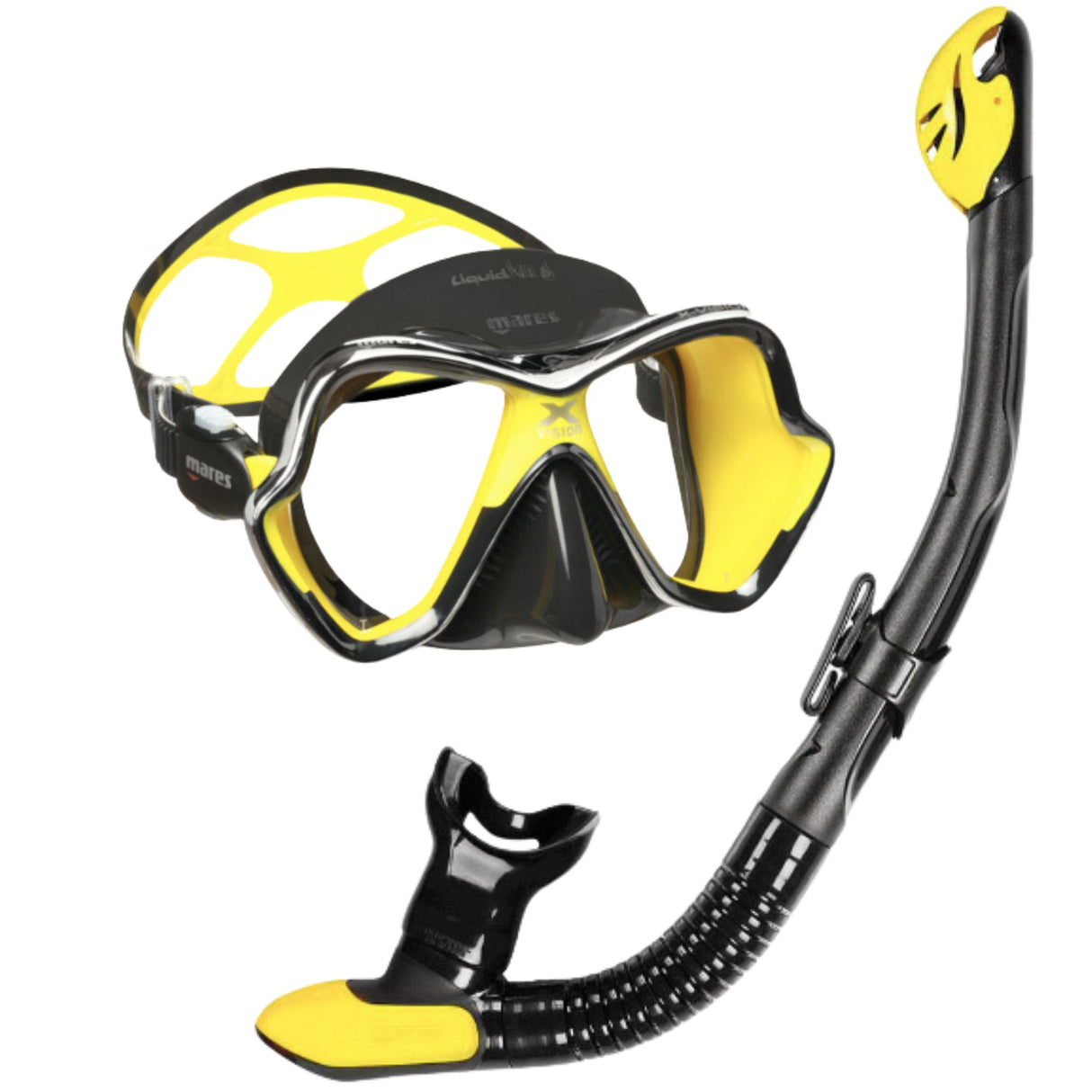 Mares X-Vision Chrome Liquidskin Mask And Ergo Dry Snorkel Bundle