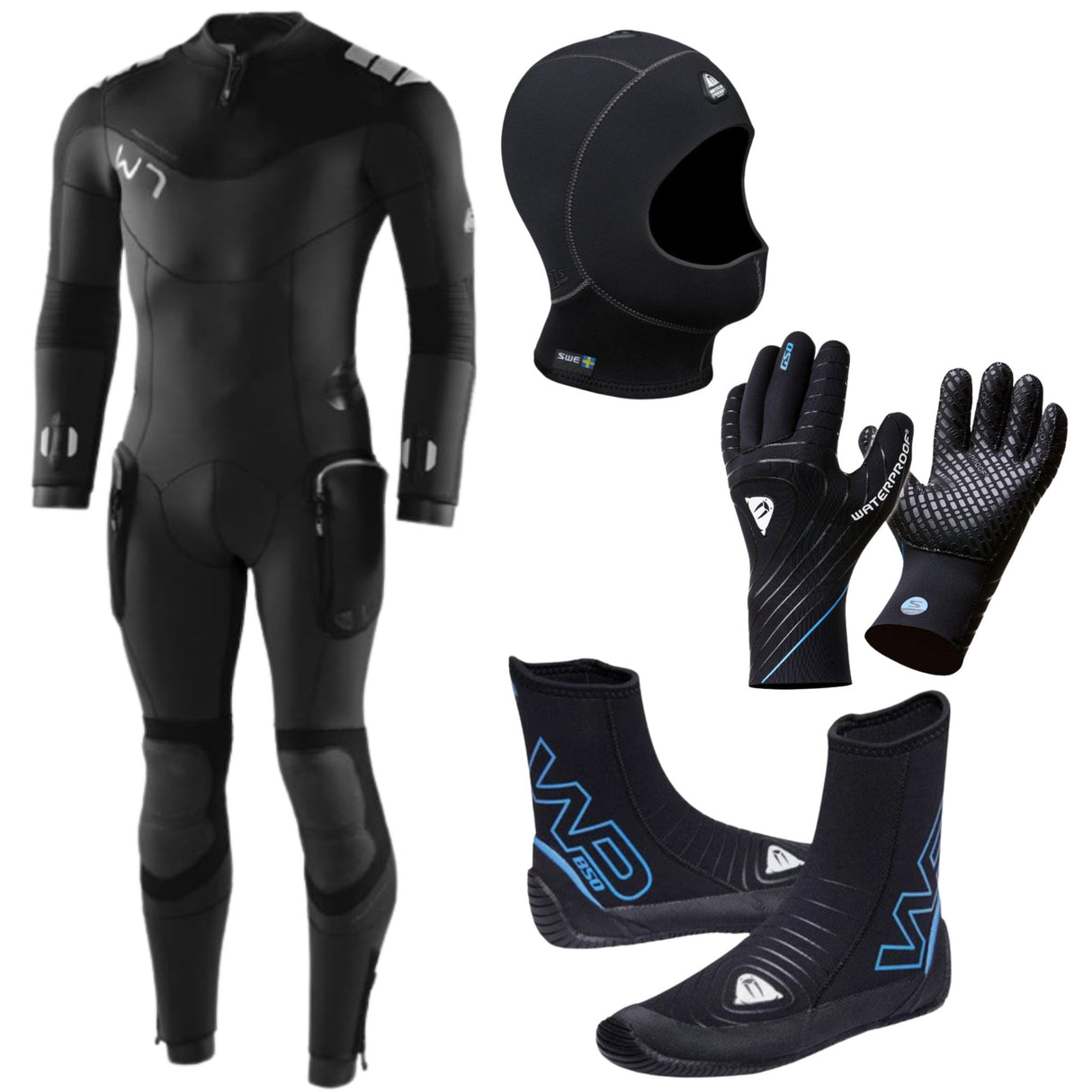 Waterproof 5mm Men's Full Wetsuit Package