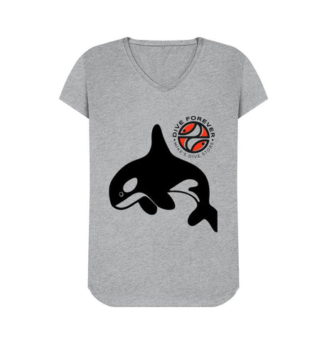 Grey Orca V-neck t-shirt