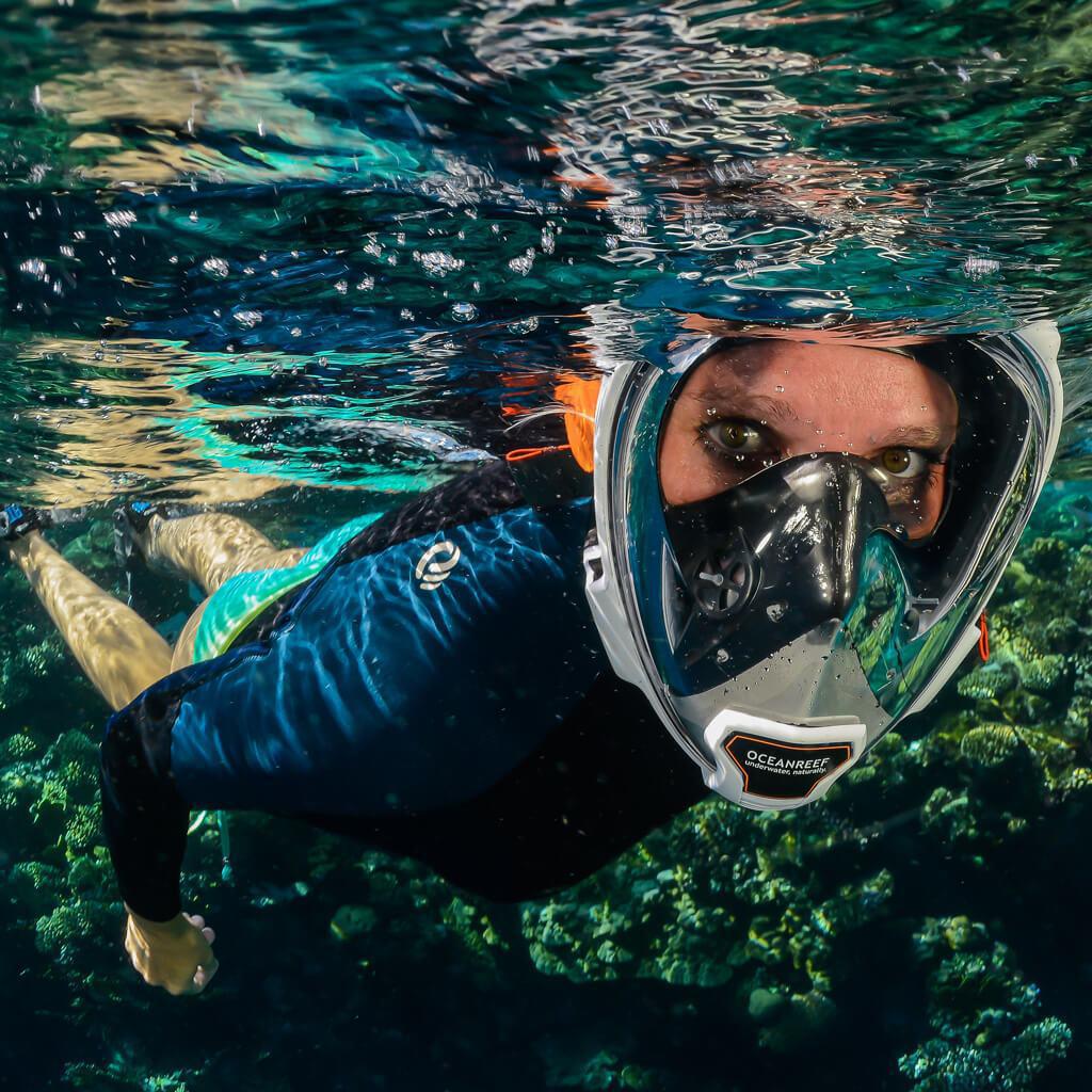 Ocean Reef Aria QR+ Full Face Snorkel Mask with Camera Holder